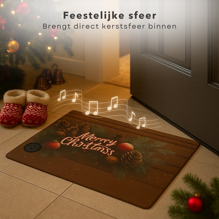 Cheqo® Deurmat Met Muziek - Kerst Deurmat - Jingle Bells Geluid - Merry Christmas Melodie - Muzikale Deurmat - Kerstliedjes Deurmat op Batterijen - Deurmat Met Sensor - Feestelijke Deurmat
