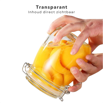 Cheqo® Glazen Weckpot - Inmaakpot - Glazenpot - Voorraadpot 0.75L - Glazen Voorraadpotten - Luchtdichte Bewaarpot - Glas