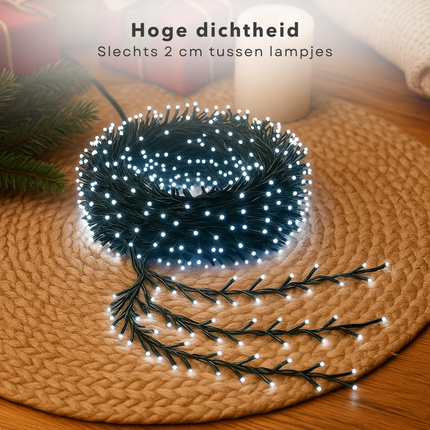 Cheqo® Kerstverlichting - Kerstlampjes - Kerstboomverlichting voor Buiten - 1800 LED Lampjes - 36 Meter Lichtsnoer - Wit Licht - Koelwit - 8 Lichtfuncties - Geheugenfunctie - Timer 8 Uur - IP44 Adapter - Groen Snoer - Binnen en Buiten