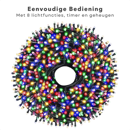 Cheqo® Kerstverlichting - Kerstboomverlichting - Kerstlampjes - 400 LED - 6M - Voor Binnen en Buiten - Timer - 8 Lichtfuncties - Lang Snoer - Multicolor - Clusterverlichting - Sfeerverlichting - Feestverlichting - Veelkleurig Kerstboomverlichting