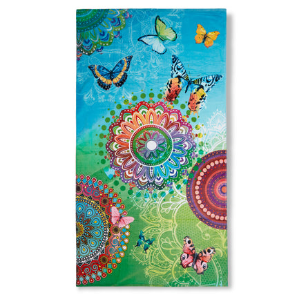 Strandlaken 100x180 cm - Mandala en Vlinder Print - Multicolor - 1 Persoons - 100% Katoen