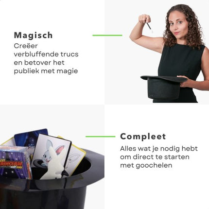 Cheqo® Magische Goocheldoos - 150 Trucs - Magic Tricks Set - Inclusief Goochelhoed en Goochelstok - Met Bekers, Ringen, Ballen, en Meer - Goochelset voor Kinderen -  Goochelen
