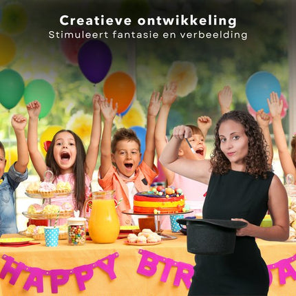 Cheqo® Magische Goocheldoos - 150 Trucs - Magic Tricks Set - Inclusief Goochelhoed en Goochelstok - Met Bekers, Ringen, Ballen, en Meer - Goochelset voor Kinderen -  Goochelen