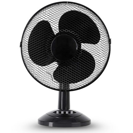 Cheqo® Ventilator - Tafelventilator - 30cm - 76° Horizontale Hoek - 26° Verticale Hoek - 3 Snelheidsinstellingen - 36m3/min Luchtstroom - 70W Max. Vermogen - 52dB Geluidsniveau - Zwart