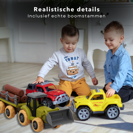 Cheqo® Speelgoed Tractor Met Aanhanger - Speelgoedtractor - Tractor met Aanhangwagen - Kunststof