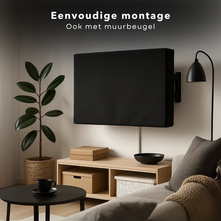 Cheqo® Tv Hoes Voor Buiten - Televisie Beschermhoes - Weerbestendige Tv Hoes - Waterafstotende Hoes - Stofwerende Tv Hoes - UV-bestendige Hoes - Tv Hoes Met Opbergvak - Polyester Tv Hoes - Universele Tv Hoes - Tv Hoes Voor Muurbeugel