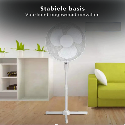 Cheqo® Ventilator - Statiefventilator - Koelventilator Woonkamer - 45W Verstelbaar - Airco Alternatief - Wit Design