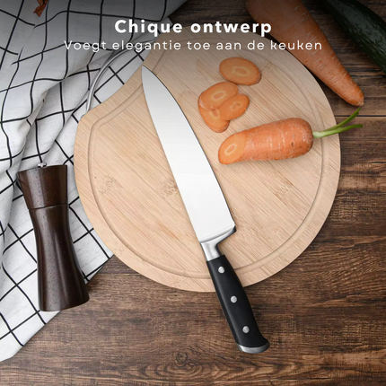 Cheqo® Roestvrijstalen Keukenmessen Set - Koksmes en Utility Mes - Ergonomische Handgreep - Chefmessen - Messenset voor Keuken - Koksmessen Set