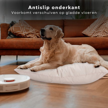 Cheqo® Hondenkussen - Huisdierbed - Hondenmand - Benchkussen - Hondenbed - Waterdicht - Voor Grote Honden - Beige