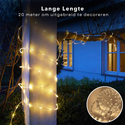 Cheqo® Flexibele LED Lichtslang - 9 Meter - Buitenverlichting - Feestverlichting - Voor Binnen en Buiten - LED Verlichting - 24 LED's - Aansluitsnoer 150 cm - Lange Levensduur - Sfeerverlichting Lichtsnoer