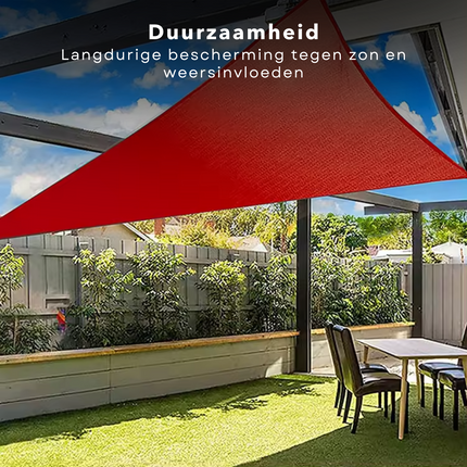 Cheqo® Schaduwdoek Driehoek - Terra Rood - Waterafstotend Polyester 100% - Compleet met Touw - Verpakt in Afsluitbare Draagzak - 360x360x360cm