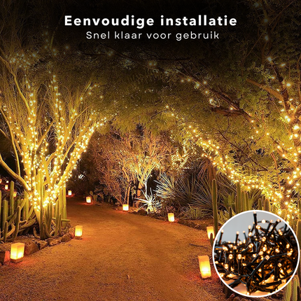 Cheqo® Kerstverlichting - Kerstboomverlichting - Kerstlampjes - 700 LED - 14M - Voor Binnen en Buiten - Timer - 8 Lichtfuncties - Extra Warm Wit & Warm Wit - Clusterverlichting - Sfeerverlichting - Feestverlichting Kerstboomverlichting