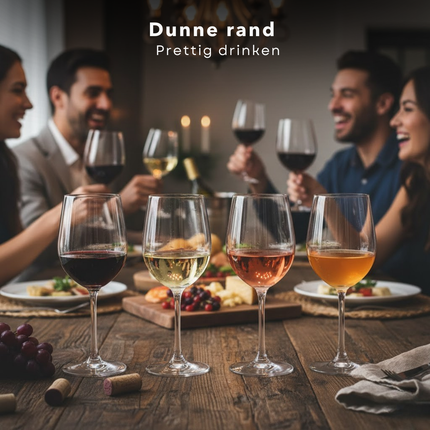 Cheqo® Wijnglazen Set - Wijnglazen - Wijnglazen 4 Stuks - Wijnglazenset 4 - Wijnglazen Set 4 - Wijnglas Set - Wijnglas - Wijnglazen voor Diner - Wijnglazen voor Borrel - Wijnglazen Cadeau