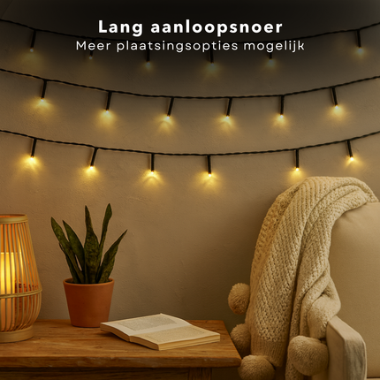 Cheqo® Solar Lichtsnoer - Kerstverlichting Buiten - Kerstboomverlichting - Cluster Verlichting - 10.5 Meter - 240 Led - Met Afstandsbediening - Warm Wit Licht - Tuinverlichting Op Zonne-Energie - Sfeerverlichting Buiten - Lichtslinger - Met Timer