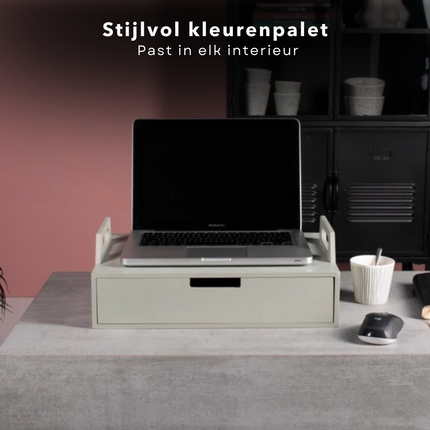Cheqo® Houten Laptoptafel - Bedtafel - Ontbijt op Bed - Schootkussen - Bedtafel - Laptopverhoger - Verstelbaar - Groen/Grijs