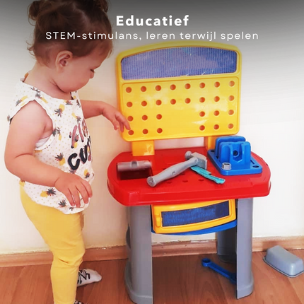 Cheqo® Interactieve Speelgoed Werkbank - Kinderwerkbank - Bouwset voor Kinderen met Gereedschap Set