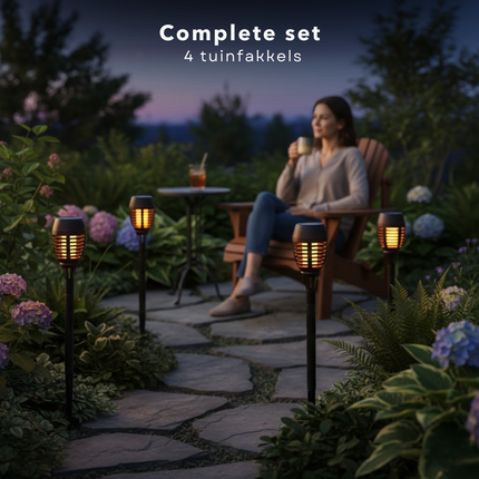 Cheqo® Solar Tuinfakkels - Tuinfakkels Zonne Energie - Solar Tuinverlichting - Tuinverlichting Zonne Energie - Solar Buitenverlichting - Buitenverlichting Zonne Energie - Solar Tuinlampen - Tuinlampen Zonne Energie