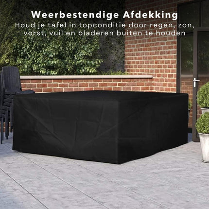 Cheqo® Waterdichte Afdekhoes voor Tuintafel - Zware Kwaliteit - Tafel Beschermhoes - 200 x 95 x H60 cm  - Incl. Opbergzak - UV Bescherming - PVC Coating - 600D Polyester - Hoge Kwaliteit - Tafelhoes Vierkant - Tuinsethoes - Tuinmeubelhoes tuinmeubelhoezen