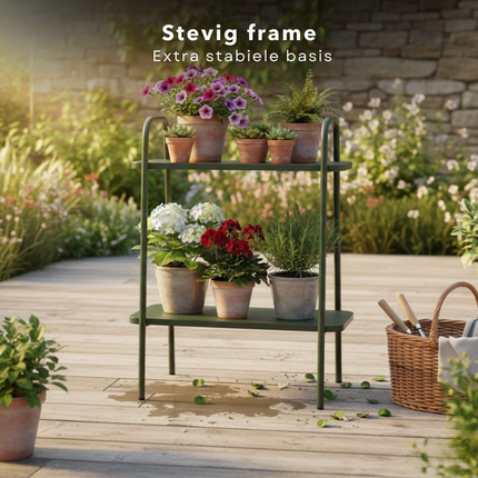 Cheqo® Bloemenrek - Plantenrek - Plantenstandaard - Plantenrek Binnen - Plantenrek Buiten - Bloemenrek Binnen - Bloemenrek Buiten - Groen Bloemenrek - Groen Plantenrek - Plantenrek met Niveaus - Plantenstandaard met Verdiepingen
