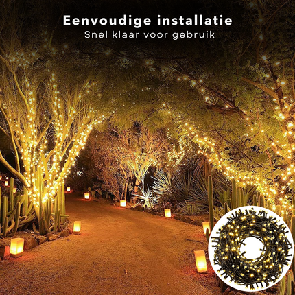 Cheqo® Kerstverlichting - Kerstboomverlichting - Kerstlampjes - 1500 LED - 30M - Voor Binnen en Buiten - Timer - Warm Wit - 8 Lichtfuncties - Lang Snoer - Gekleurde Kerstverlichting - Sfeerverlichting - Feestverlichting Kerstboomverlichting