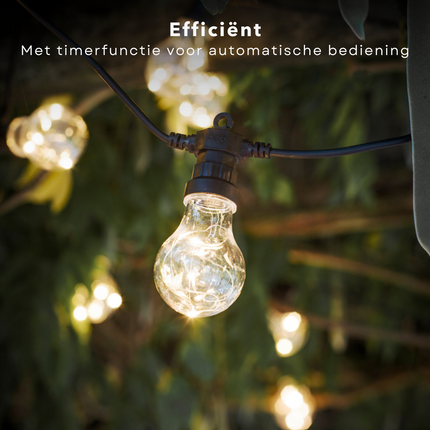 Cheqo® Feestverlichting Op Batterijen - 8 Lampen - 40 LED - Warm Wit - 4.50m - Timer Functie - Binnen en Buiten Gebruik - Lichtsnoer - Tuinverlichting