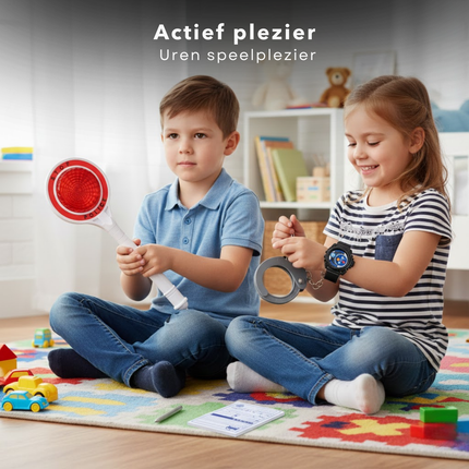 Cheqo® Politie Speelset - Politie Rollenspel Set - Politie Accessoires Speelgoed - Politie Handboeien Speelgoed - Speelgoed Handboeien met Sleutel - Politie Stopsignaal Speelgoed - Politie Horloge Speelgoed - Politie Bonnenboekje Speelgoed