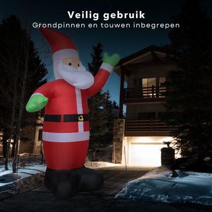 Cheqo® Opblaasbare Kerstman XXL - Kerstman Opblaasbaar - Kerstversiering - 600 cm - LED Verlichting - Weerbestendig Polyester