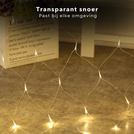 Cheqo® Netverlichting LED - Lichtgordijn - Lichtnet voor Buiten - Kerstverlichting - Kerstlampjes - Warm Wit 320 Lampjes - 300x150 cm - Buitenverlichting IP44