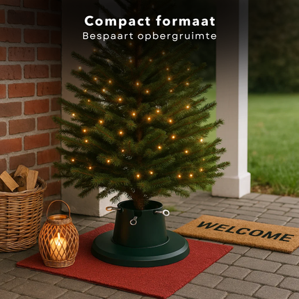 Cheqo® Kerstboomstandaard - Kerstboom Tot 2,1 Meter - Stevige Constructie - Ruimtebesparend Ontwerp - Veelzijdige Compatibiliteit - Betrouwbare Basis - Kunststof Materiaal - Compact Opbergen - Kerstboomstam 35-105 mm - Veilige Opstelling