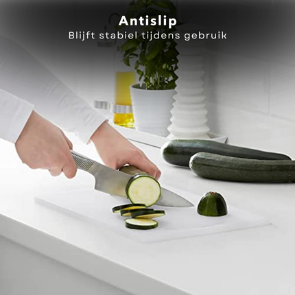 Cheqo® Snijplank Kunststof - Snij Plank - Keukenplank - Witte Keukensnijplank - Vaatwasserbestendig