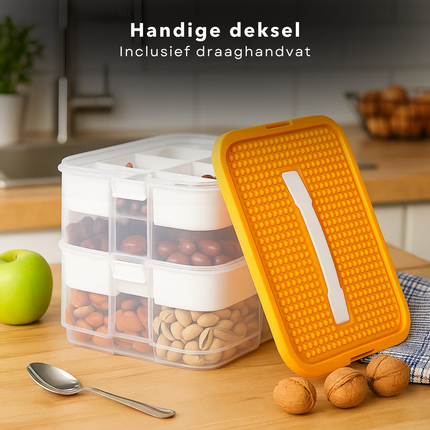 Cheqo® Opbergbox voor Speelgoed - Speelgoed Opbergen - Kunststof Opbergbox - Transparante Opbergbox - Stapelbare Opbergbox - Stevige Kliksluitingen - Inzetbakken en Verdelers - Opbergbox zonder Inhoud - Opbergbox voor Bouwsteentjes