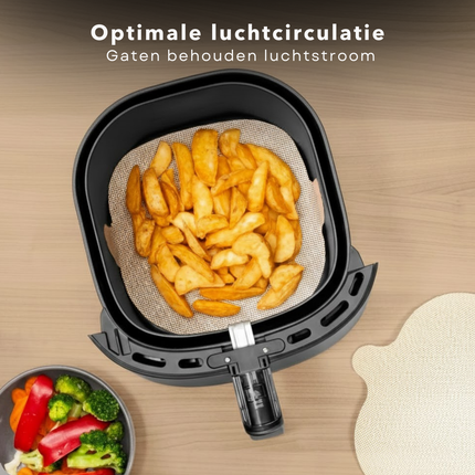Cheqo® Airfryer Bakpapier - Bakpapier Airfryer - Airfryer Bakvellen - Bakvellen Airfryer - Airfryer Inlegvellen - Airfryer Inlegpapier - Airfryer Bakpapier Vierkant - Vierkant Bakpapier Airfryer