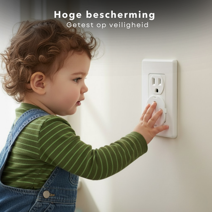 Cheqo® Kinderbeveiliging Stopcontact - Stopcontactbescherming Zonder Lijm - Herbruikbare Stopcontactbeveiliging - Bescherming Tegen Stroomschokken - Stekkertype F Bescherming - Stopcontactbeschermer - Stopcontact Bescherming