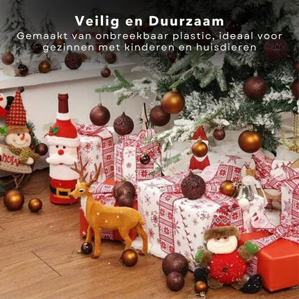 Cheqo® Luxe Kerstballen Set - Kerstballenset - Kerstdecoratie - Kerstboom Versieren - Kerstversiering - Onbreekbaar - Met Ophangoogje - Kerstversiering Kerstboom - Mat - Glans - Glitter - 100 Stuks - Koper - Bruin - Verschillende Texturen Kerstballen