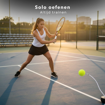 Cheqo® Tennisbal Met Touw - Tennisbal Aan Touw - Tennisbal Met Koord - Tennisbal Met Lijn - Tennisbal Met Clip - Tennis Trainer Bal - Tennis Trainingsbal - Tennis Oefenbal - Tennisbal Trainer - Tennisbal Terugslag