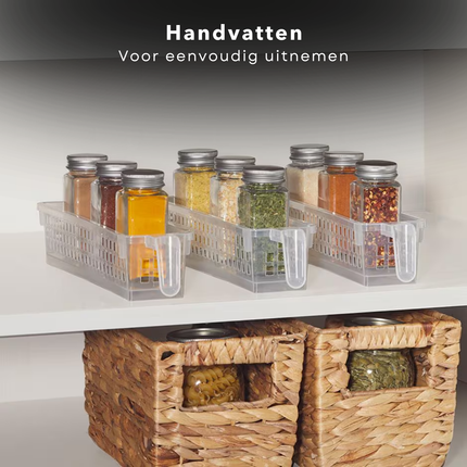 Cheqo® Keuken Organizer - Keukenkast Organizer - Koelkast Organizer - Koelkast Bakje - Transparant Plastic - Handige Opbergbak