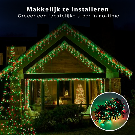 Cheqo® Kerstverlichting - Kerstboomverlichting - Kerstlampjes - Sfeerverlichting - LED Verlichting - Voor Binnen en Buiten - Tuinverlichting - Feestverlichting - Lichtsnoer - Drie Kleuren - 240 LED's - 18M - Timer - 8 Lichtfuncties Kerstboomverlichting