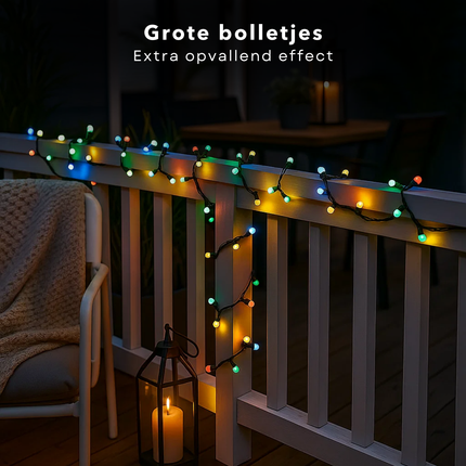 Cheqo® LED Lichtsnoer - Multicolor Verlichting - 240 LED Lampjes - Binnen En Buiten - 18 Meter Lengte - IP44 Adapter - Energiezuinig - Feestverlichting - Tuinverlichting - Kerstverlichting - Kerst Lampjes - Zwart Snoer