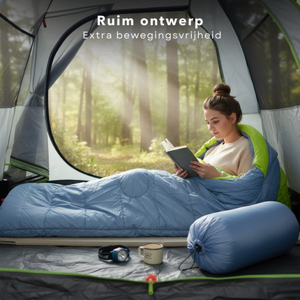 Cheqo® Slaapzak Envelop - Slaapzak Dekenmodel - Zomerslaapzak - Slaapzak Volwassenen - Slaapzak Camping - Slaapzak Kamperen - Slaapzak Festival - Reisslaapzak - Lichtgewicht Slaapzak - Dunne Slaapzak