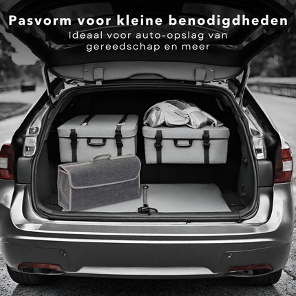 Cheqo® Duurzame Opvouwbare Auto Organizer - 16,8L - Trunkliner Materiaal - Gereedschap Opbergen in Auto - Opbergtas voor Kofferbak Auto & Fiets