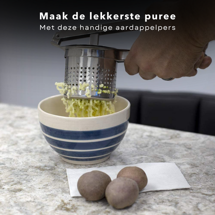 Cheqo® RVS Aardappelpers - Diameter 8 cm - Lengte 25 cm - Pureestamper - Pureeknijper - Pureerder - Lange Levensduur aardappelstampers