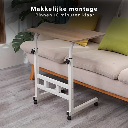 Cheqo® Cheqo® Verrijdbare Laptoptafel - Verrijdbaar Bureau - Computertafel - Laptop Standaard - Verstelbare Bedtafel - Banktafel - Bijzettafel - Laptop Tafel - Praktich
