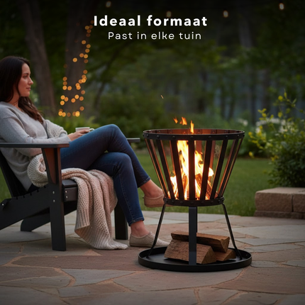 Cheqo® Vuurkorf - Vuurkorf Buiten - Vuurkorf Tuin - Vuurkorf Terras - Ronde Vuurkorf - Vuurkorf Op Poten - Vuurkorf Zwart