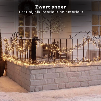 Cheqo® Kerstverlichting - Kerstboomverlichting - Kerstlampjes - LED Clusterverlichting - Warm Wit - 192 LED - 1.4M - Timer - IP44 Buiten