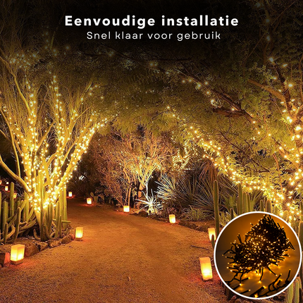 Cheqo® Kerstverlichting - Kerstboomverlichting - Kerstlampjes - 192 LED - 1.4M - Voor Binnen en Buiten - Timer - Extra Warm Wit - 8 Lichtfuncties - Op Batterijen - Clusterverlichting - Sfeerverlichting - Feestverlichting Kerstboomverlichting