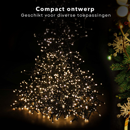 Cheqo® Kerstboomverlichting LED - Clusterverlichting Kerstlampjes - Kerstverlichting - Kerstboom Verlichting - Warm Wit - 5.5M 768 Leds - Waterdicht IP44 - Binnen & Buiten