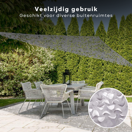 Cheqo® Schaduwdoek Vierkant - Lichtgrijs - Waterafstotend Polyester 100% - 4 x 2.30 m Touw - Met Draagzak - 500x500 cm