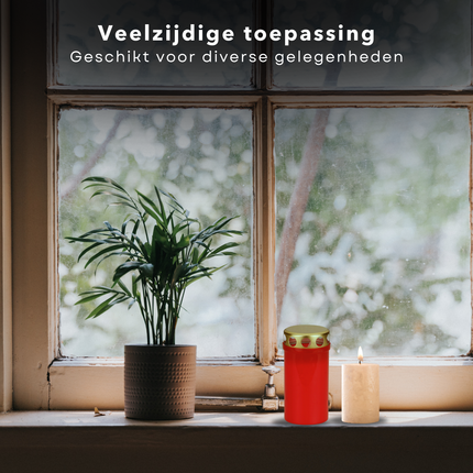 Cheqo® Herdenkingslicht Set - Noveenkaarsen - Noveenkaars - Herdenkingslichten Set - Rood/Goud - Grafkaarsen met Deksel - 5 Stuks - Voor Buiten