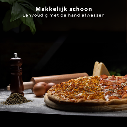 Cheqo® Pizzaplank Bamboe - Inclusief Pizzasnijder - Luxe Pizzabord - Serveerschaal - Tapasplank - Serveerplank - Pizza Serveerplank