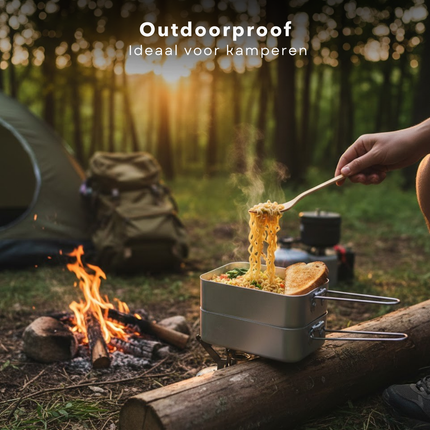 Cheqo® Camping Pannenset - Campingpannenset - Camping Pannensetje - Campingpannen Set - Campingpannetjes - Camping Kookset - Camping Kookgerei Set - Kookset Camping - Pannenset Kamperen - Pannenset Outdoor